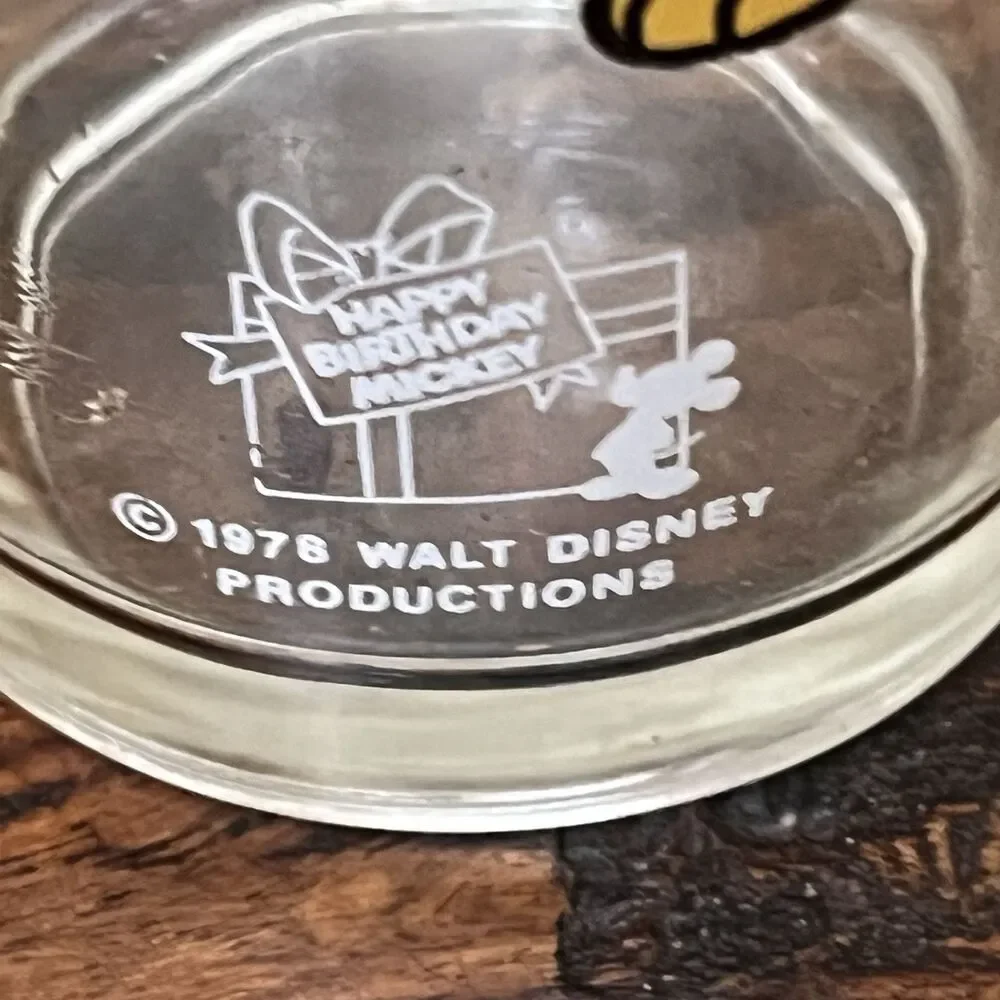 Vintage 70s Glass Walt Disney Goofy Pluto‎ Happy Birthday Mickey Pepsi Collector